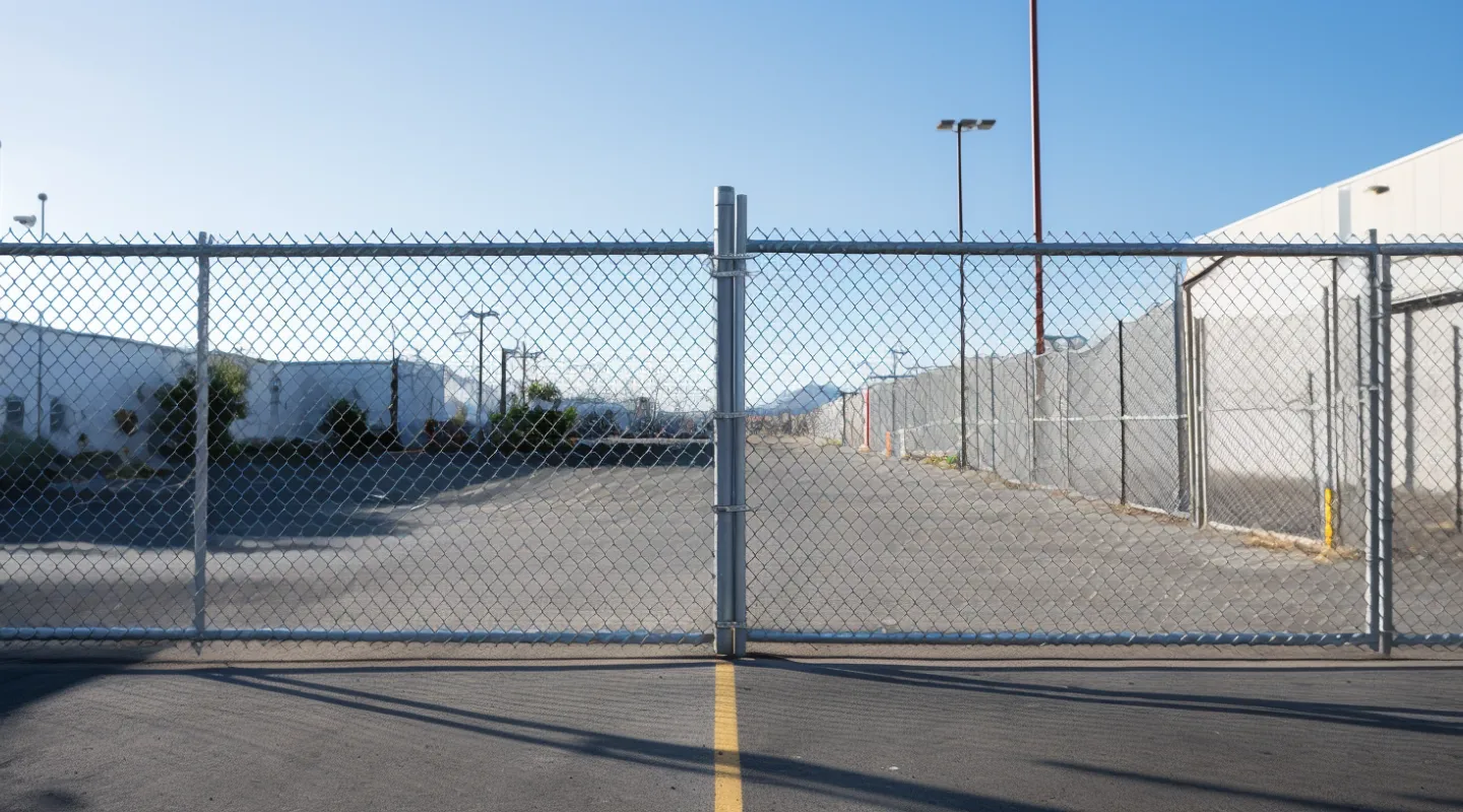 Commercial space secured with tall commercial fence built by Paramount Fencing Launceston
