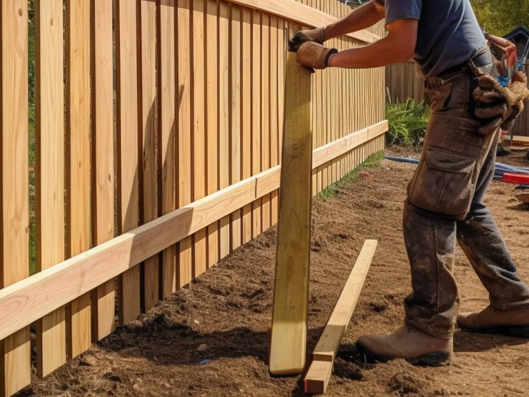 Fencing expert inspecting timber fence in Launceston